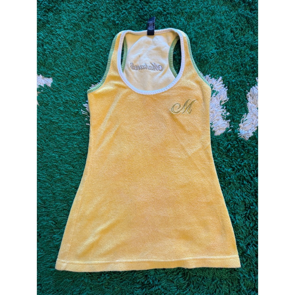 Makaveli Terry Cloth Tank Top Womens XS Yellow Excellent Y2K Embroidered Logo
